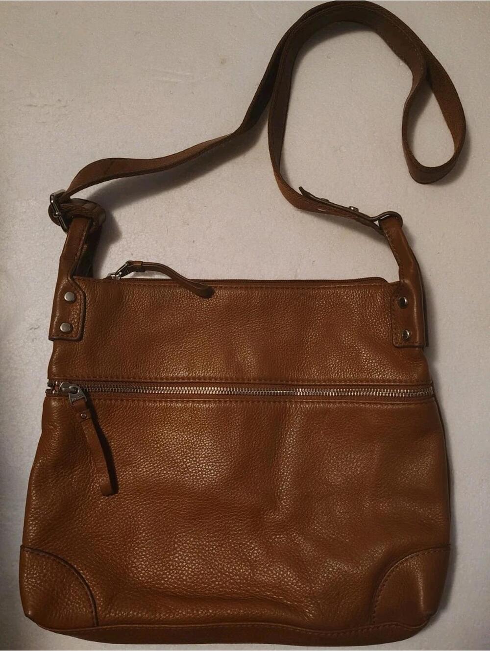 Fossil Brown Pebble Leather Shoulder Bag